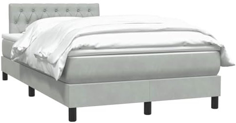 vidaXL Boxspringbett mit Matratze Hellgrau 120x220 cm Samt