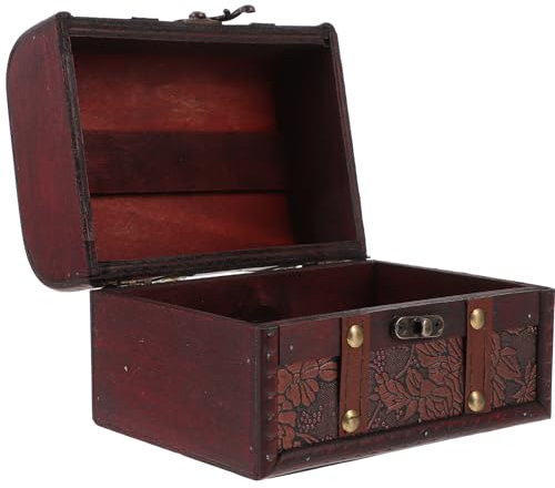 CHILDWEET Vintage Holz Schmuck Aufbewahrungsbox Mit Schloss Retro Piraten Schatztruhe Für Schmuck Und Dekoration Für Zuhause Schlafzimmer Hochzeiten