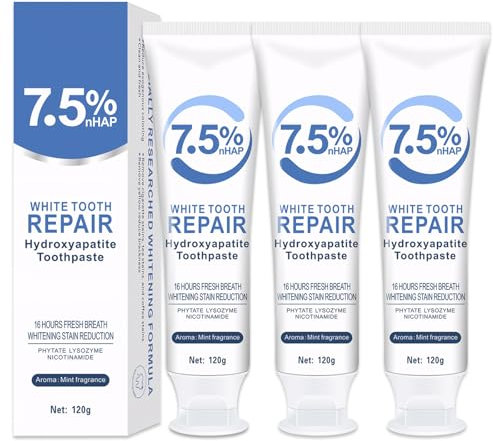 3 Stück Hydroxylapatit Zahnpasta 120g Hydroxyapatite Toothpaste,Zahnpasta Hydroxylapatit,Fluoridfreie Formel,Reinigt Den Mund Gründlich,Schützt Die Zähne und Sorgt für Langanhaltend Frischen Atem