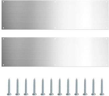 Chapas para puertas exteriores – Chapas de paso de puerta de acero inoxidable, 2 unidades, protección de revestimiento de metal | Placa de metal para proteger las puertas, evita que la puerta se pise