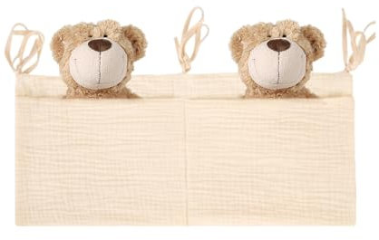 AOEVUIR 1 Pcs Organizzatore Borsa Appendi-Lettino con Tasche per Vestiti Pannolini e Giocattoli Beige