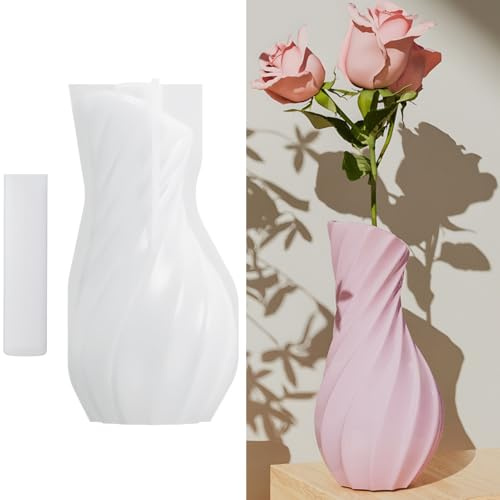 ALEFBET Silikonform Vase,Silikonformen Gießformen Vase mit Schmalem Hals,Silikon Gießform Vasen Klein,Gipsformen zum Gießen,Epoxidharz Forme D5420