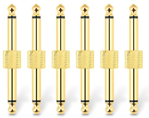 OTraki 6.35mm Gitarren Patchkabel, 6 Stück Gitarren Hilfs Patchkabel Professioneller Klinkenkabel 1/4 inch Klinkenstecker Vergoldet Gerader Stecker auf Stecker für Pedalboards