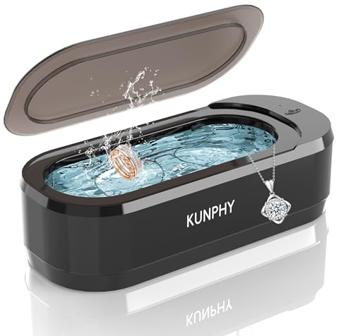 KUNPHY Ultrasonic Jewellery Cleaner, Ultrasonic Cleaner Machine 12oz 46KHz, Professional Sonic Cleaner with One-Touch Operation, Ultrasonic Cleaner for Rings, Glasses, Jewelry, Dentures