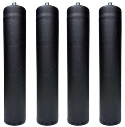 MOBILIARIOCLICHI Pieds pour sommier ou base tapissée, cylindriques en métal, disponibles en lot de 4 et 6 unités (noir, 4 unis, 25 cm)