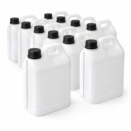 Ti’Pi - Lot 12x bidon/jerrican blanc 5 litres - Avec ligne de visibilité pour le remplissage - En plastique - Qualité supérieure