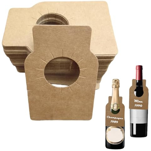 100 Pcs Wine Bottle Tags White Wine Cellar Rack Labels | Wine Cellar Rack Labels Blank Champagne Wine Bottle Labels Reusable Bottle Neck Tags for Wine Racks and Cellar Organise