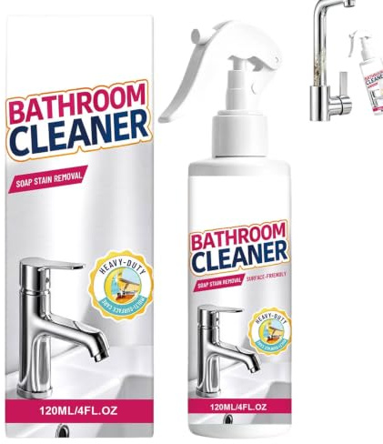 Limescale Remover Foam Spray Powerful, Hard Water Stain Remover for Black Sink Tap, Stainless Steel Sink & Cookware Cleaner, Bathroom Cleaning Spray for Shower Heads, Chrome, Baths & Screens