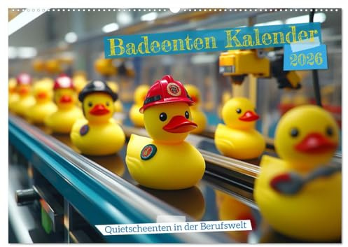 Badeenten Kalender - Quietscheenten in der Berufswelt (Wandkalender 2026 DIN A2 quer), CALVENDO Monatskalender: Entdecke Badeenten bei der Arbeit in ... Fans von Enten und Handwer (CALVENDO Spass)