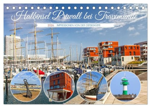 Halbinsel Priwall bei Travemünde – Impressionen von der Ostseeküste (Tischkalender 2026 DIN A5 quer), CALVENDO Monatskalender