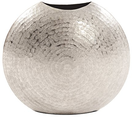 Howard Elliott Frosted Decorative Metal Vase for Centerpiece, Mettalic Silver Accent Table Vase with Hammered Texture for Home, Console Table, Entryway & Living Room, 10.25 x 5 x 10.75 Inch, Small