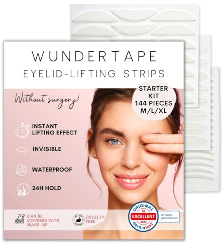 WUNDERTAPE Schlupflider Stripes Schlupflid-Tape Streifen zum Augenlid-Lifting ohne OP! (wasserfest, 24h Halt, double eyelid lifting tapes) Augenlid-Tape (S + M + L)