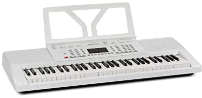 Schubert Etude 61 MK II Digital Keyboard - Tasten-Keyboard, 61 Tasten, Lern- und Aufnahmefunktion, 50 Demo-Songs, 300 Klänge/Rhythmen, Netz- und Batteriebetrieb, inkl. Notenständer, weiß