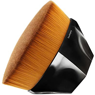 Foundation Makeup Brush Flat Top Kabuki Hexagon Face Blush Liquid Powder Foundation Brush for Blending Liquid, Cream or Flawless Powder Cosmetics with Bonus Protective Case (Black)