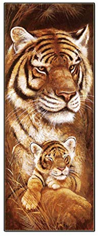 ParNarZar Diamond Painting Tiger und junge 35x95cm Gross Ganzes Bild Geklebt 5D Runde Steine Mosaikherstellung Kunsthandwerk für Dekoration Strass Kristall Malerei
