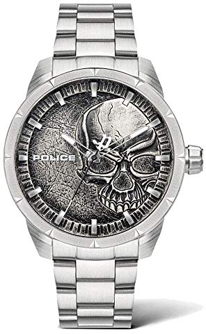 Police Unisex Erwachsene Analog Quarz Uhr mit Edelstahl Armband PL15715JS.78M
