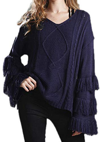 Maglione Lavorato a Maglia Semplice da Donna in Maglione Lavorato a Maglia Oversize con Maglione Lavorato a Maglia Casual da Donna