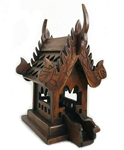 Cozinest Mini Vogelhaus Spirit House Thai Tempel Buddha Teak Holz Schnitzerei für spirituelle Spukhäuser aus Thailand
