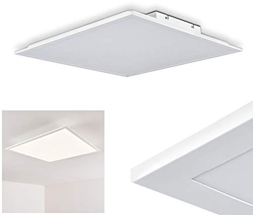 Plafonnier LED Antria blanc, panneau lumineux de plafond carré plat parfait pour un bureau design ou un salon moderne, 40 Watt, 3000 Lumen, 4000 Kelvin (blanc neutre)