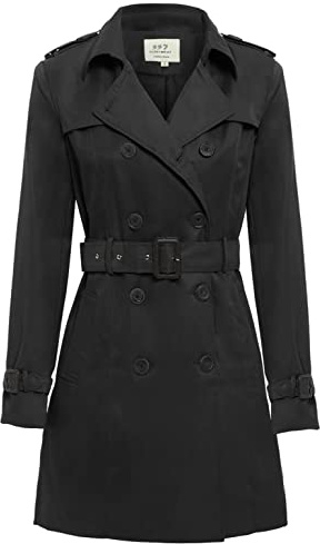 SS7 Women's Trench Coat Size 14 Beige Mac Jacket Ladies Long Sleeve 2 Pockets Open Back Fully Lined Rear Split Button Fastening Detachable Belt Salmon Blue