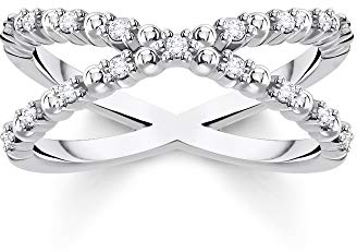 THOMAS SABO Ring Kugeln mit weißen Steinen silber 925 Sterling Silber TR2318-051-14-56