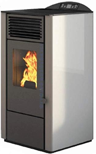 Pelletofen Lory 9 kW weiß Auspuff hinten und oben mit Fernbedienung