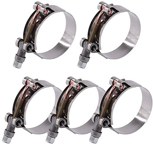 Glarks 5Pcs 51-59mm Acciaio Inox T-Bolt Fascette Tubo Flessibile Turbo Aspirazione Morbido Intercooler Morsetti
