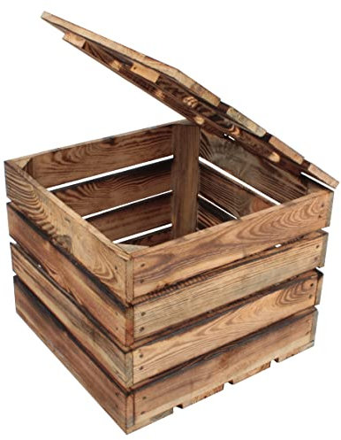 Geflammte Holzkisten Originale Vintage Obstkisten Apfelkisten Dekokiste Deko Vintage 40x40x30 TRUHE