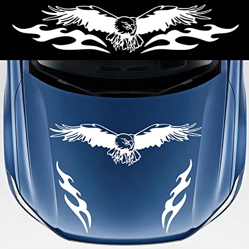 JoyFan 1 Stück Adler Aufkleber Auto Grafiken Vinyl Aufkleber für Auto/LKW/SUV/Jeep, Universal Motorhaube Karosserie Seitenaufkleber Aufkleber Zubehör (Weiß)