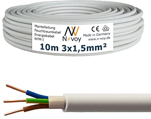 NYM-J 3x1,5 mm² 10m (var.5-100m) Mantelleitung Installationskabel Stromkabel DIN VDE 0250 M01