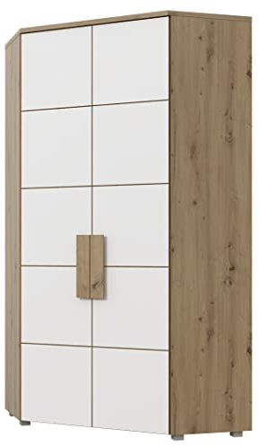 expendio Eck-Kleiderschrank Aachen 8 weiß 98x197x98 cm Schlafzimmerschrank Eckschrank Schrank Jugendzimmer Kinderzimmer