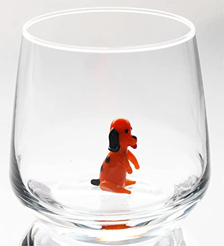 HeguSun 3D-Trinkglas-Tasse mit Dalmatiner-Welpe im Inneren, handgefertigte Glastierfigur, Stielloses Glas für Wasser, Wein, Milch, Getränke, Ostergeschenk für Jungen, Mädchen, Kinder (sitzender Hund)
