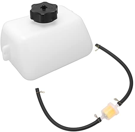 Depósito de Gasolina de plástico + Goma, Capacidad de 1 litro, depósito de Gasolina de Motor Blanco, 14x10x10,5 cm para Mini Moto ATV de 43cc, 47cc, 49cc, 2 Tiempos