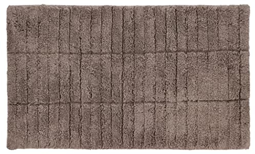 Zone Denmark Tiles Badematte, Badteppich rutschfest, Duschvorleger fürs Badezimmer aus 100% Baumwolle, Waschbar, 80 x 50 cm, Taupe