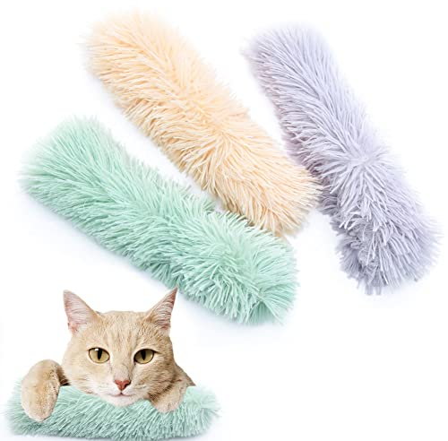 Lot de 3 Jouets à l'herbe à Chat, Jouets Interactifs Oreillers en Peluche Doux avec Catnip et Papier Sonore, Cat ToyJouets Herbe a Chat pour Chat à Mâcher, Nettoyage Dents, Soulage l'ennui