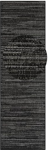 ELLE Decoration Indoor and Outdoor Mèlange Flat Weave Reversible Rug Modern Design Runner Mottled Robust Easy Care Balcony Patio Garden Living Room Office Bedroom Night Silver, 80 x 250 cm