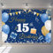 15. Geburtstag Deko Junge Mädchen, 15 Geburtstag Banner Blau Stoff Schild Plakat Hintergrund Banner Junge Geburtstagsfeier Deko