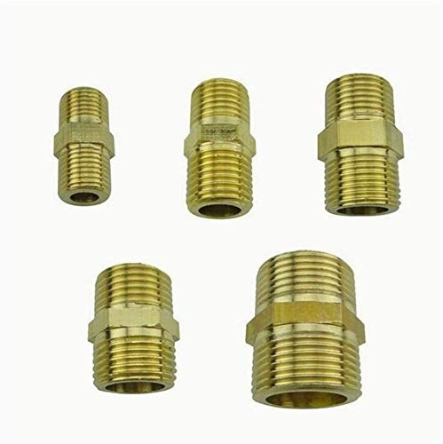 Raccords filetés Raccords de tuyaux en Laiton Raccord de Tuyau en Laiton Mamelon Hexagonal M/M 1/8 1/4'' 3/8'' 1/2'' Connecteurs de coupleur à Filetage mâle Convertisseur de Robinet de Tuyau fileté