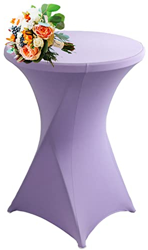 SHUOJIA Strech Husse Für Stehtische Ø 60/80cm – Strechüberzug Tischhusse Für Bistrotische – Cocktail Tischdecken Stehtischhusse Für Hochzeit,Geburtstag,Taufe Etc (1Pcs-80cm,Purple)