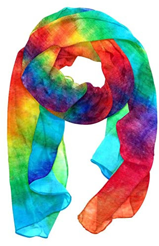 VBFOFBV Chiffon-Schals, Tücher und Wraps für Abendkleider, großer weicher Hochzeitsschal,Krawatten Regenbogen Kunst modern