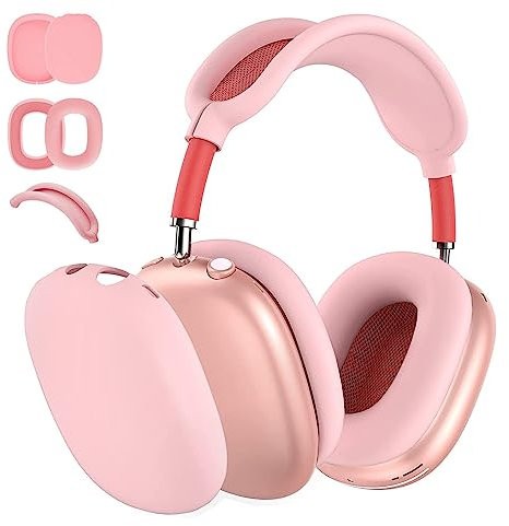 3-in-1-Silikonhülle, kompatibel mit Apple Airpods Max Kopfhörern (2024/2020), Kratzfeste Ohrpolster, Ohrmuscheln und Kopfbandabdeckung, kompatibel mit Apple Airpod Max, Rosa