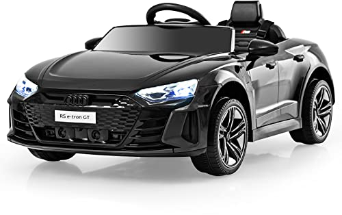 DREAMADE 12V Kinder Elektroauto Audi RS, Kinderauto mit 2,4G Fernbedienung & Musik & Scheinwerfer, Kinderfahrzeug Elektrofahrzeug 3-5 km/h für Kinder ab 3 Jahren (Schwarz)