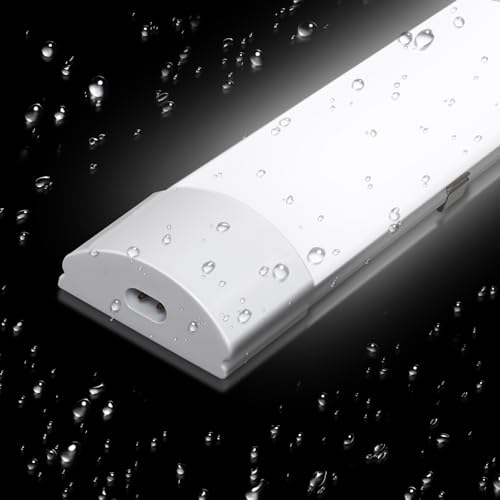 Jopassy Feuchtraumleuchte LED 150cm Neutralweiß IP65 Wasserfest feuchtraumlampe Werkstattlampe leuchtstofflampe Wannenleuchte lampe feuchtraum Leuchte für Garage Keller Bad Büro Warenhaus