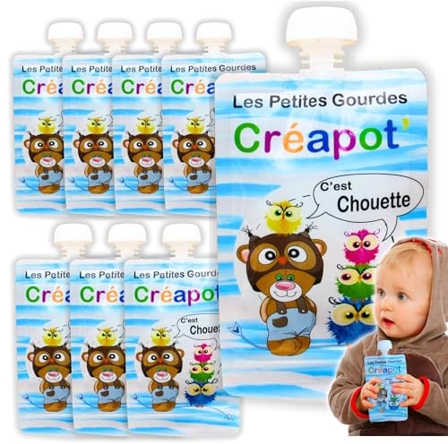 Gourde Compote Reutilisable X8 150ml | Gourde reutilisable Double Zip Anti-fuite | Gourde Reutilisable Compote Ecologique, Economique et Délicieuse | OK Lave vaisselle, Congélation