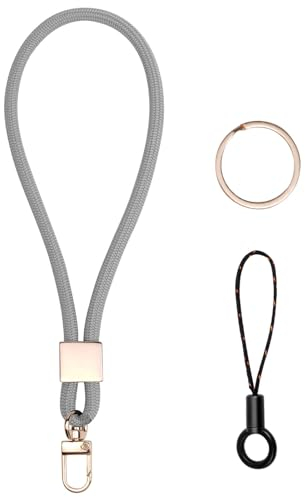 Vicloon Cordon tour de cou, Cordon de Poignet, Lanyard Strap Neck, Porte-clés Lanière, Nylon Lanières Porte Badge avec Anneau en Métal pour d'Identification, Clés, Téléphone Portable (Gris)