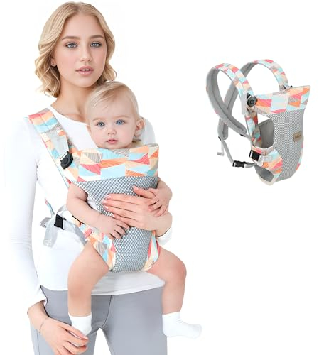Marsupio Neonati Ergonomico Porta Bambino da 0-36 Mesi Zaino Porta Bebe Traspirante Portabebè per Neonati a Bambini (Geometria)