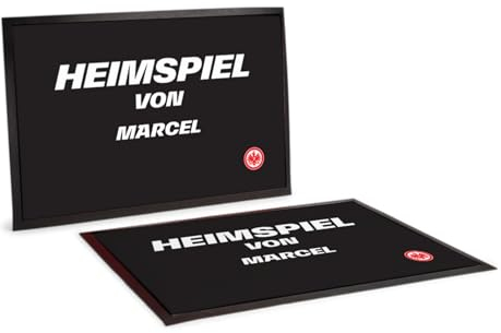WandMagie Eintracht Frankfurt Fanartikel mit Name personalisiert I Schwarze Fußmatte Heimspiel (60cm x 40cm) SGE Geschenk für Fußballfans