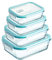 Mayaaran Glass Containers with Lids 4 Pack- Food Storage Containers, Kitchen and Fridge Storage, Airtight Meal Prep, Lunch box, Dishwasher Microwave safe, (Rectangle)