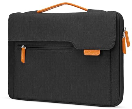 MOSISO 360 Schützende Laptop Tasche Hülle Kompatibel mit MacBook Air/Pro,13-13,3 Zoll Notebook Kompatibel mit MacBook Pro 14 M5 M4 M3 M2 M1,Flapover Tasche mit Vollständig Open Zipper&Griff, Schwarz