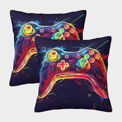 MingSheng Game Controller Throw Pillow Cases Pack of 2 for Bed Gaming Cushions Square Pillow Cases